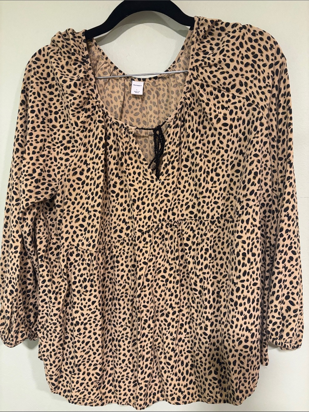 Old Navy Leopard Print Peasant Blouse - Tan/Black